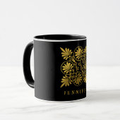 Goldschwarz-Ancient-Griechisch-Meander-Monogramm Tasse (Vorderseite Links)