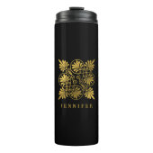 Goldschwarz-Ancient-Griechisch-Meander-Monogramm Thermosbecher (Vorderseite)