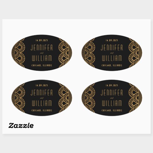 Goldschwarz Art Deco Sticker (Blatt)