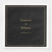 Goldschwarz Eleganter einfacher Name Minimale Hoch Serviette (Vorderseite)