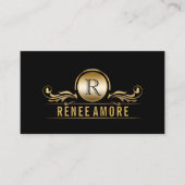 Goldschwarz-Monogramm des Event-Planer-| elegantes Visitenkarte (Vorderseite)