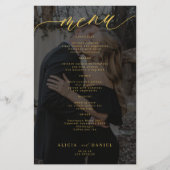 Goldschwarz-Overlay Foto Hochzeitsmenü (Vorderseite)