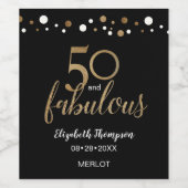 Goldschwarz Personalisiert 50 und fabelhafter Wein Weinetikett (Einzelnes Label)