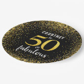 Goldschwarz personalisiert 50 und fabelhaftes, fei pappteller (Schrägansicht)