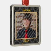 Goldschwarz und graue Damast Keepake-Ornament Silbernes Ornament (Rechts)