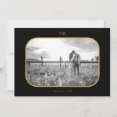 Goldschwarz-weiße Moody-Hochzeit Save The Date (Rückseite)