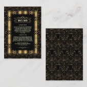 Goldschwarze Art Deco Gatsby 1920er Hochzeitsdetai Begleitkarte (Vorne/Hinten)