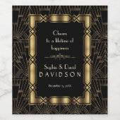 Goldschwarze Art Deco Gatsby im Stil der 20er Jahr Weinetikett (Einzelnes Label)