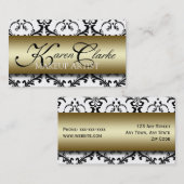 Goldschwarze Damast-Maskenbildner-Visitenkarte Visitenkarte (Vorne/Hinten)