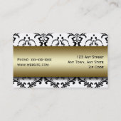 Goldschwarze Damast-Maskenbildner-Visitenkarte Visitenkarte (Rückseite)