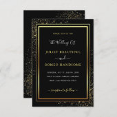 Goldschwarze Hochzeit Einladung zu Ihrem Schriftar (Vorne/Hinten)