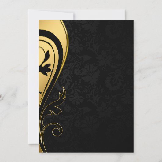 Goldschwarze Hochzeit und Jubiläum personalisieren Save The Date (Rückseite)