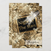 Goldschwarze Hollywood-Stars Einladung (Vorne/Hinten)