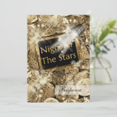 Goldschwarze Hollywood-Stars Einladung (Stehend Vorderseite)