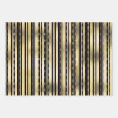 Goldschwarze Konfetti-Streifen elegantes formales Geschenkpapier Set (Vorderseite 2)