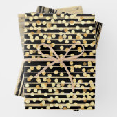 Goldschwarze Konfetti-Streifen elegantes formales Geschenkpapier Set (Beispiel)