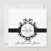 Goldschwarze Monogramm Save the Date Hochzeit (Vorderseite)