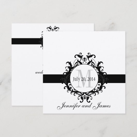 Goldschwarze Monogramm Save the Date Hochzeit (Vorne/Hinten)