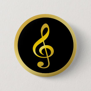 Goldschwarze Musik-Symbolclef-Anmerkungen Button
