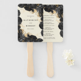 Goldschwarze Rose Hochzeitsprogramm Fächer