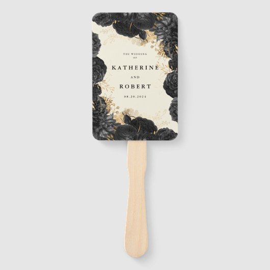 Goldschwarze Rose Hochzeitsprogramm Fächer (Vorderseite)