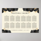 Goldschwarze Rose Hochzeitstabelle Poster (Vorne)