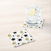 Goldschwarze schillernde Sterne Rechteckiger Pappuntersetzer (Vor Ort)
