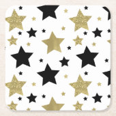 Goldschwarze schillernde Sterne Rechteckiger Pappuntersetzer (Vorderseite)