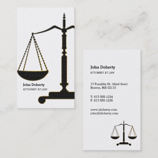 Goldschwarze Skala der Gerechtigkeit | Rechtsanwal Visitenkarte (Vorne/Hinten)