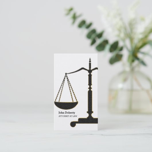 Goldschwarze Skala der Gerechtigkeit | Rechtsanwal Visitenkarte (Stehend Vorderseite)