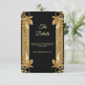 Goldschwarze Verzierte Blumen-Detail-Umschließungs Begleitkarte (Stehend Vorderseite)
