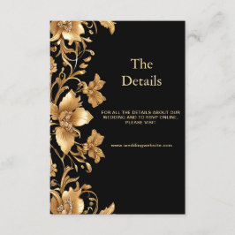 Goldschwarze Verzierte Blumen-Detail-Umschließungs Begleitkarte