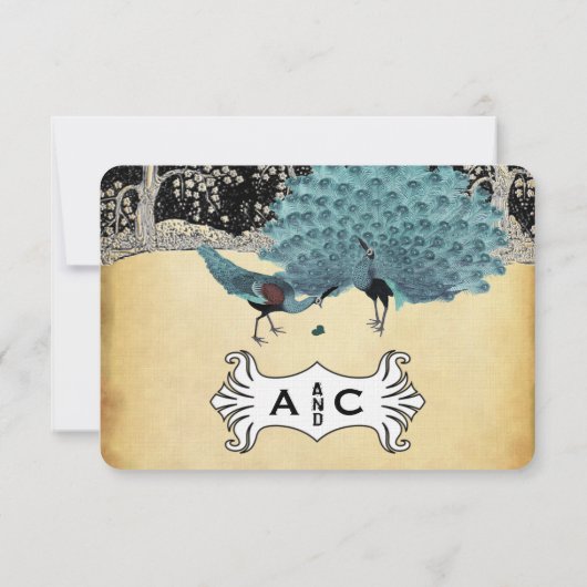 Goldschwarzer Aqua-Vintager Pfauenwald (Rückseite)