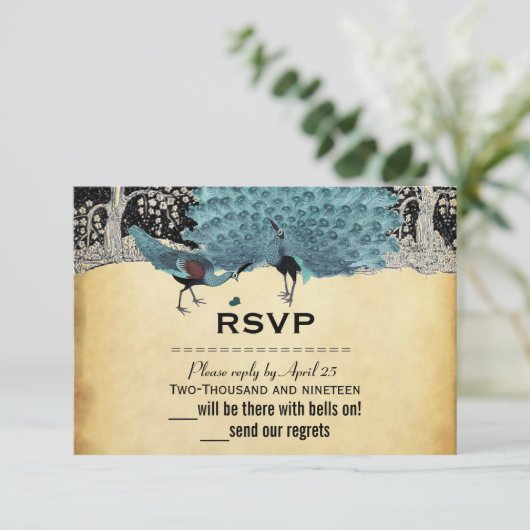 Goldschwarzer Aqua-Vintager Pfauenwald (Stehend Vorderseite)