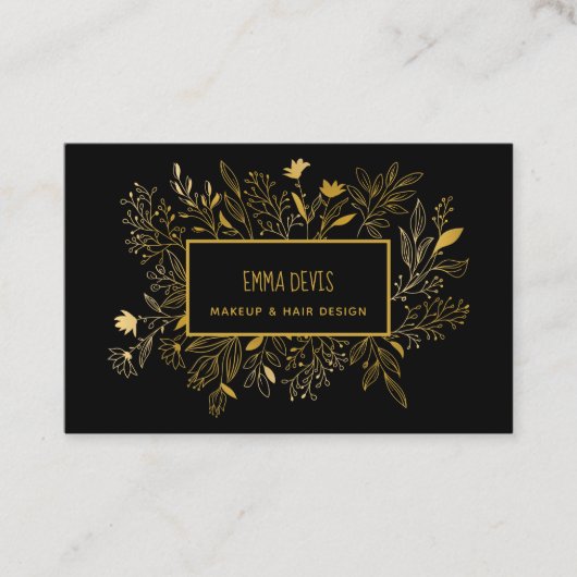 Goldschwarzer Botanischer Schönheitssalon Fairer T Visitenkarte (Vorderseite)