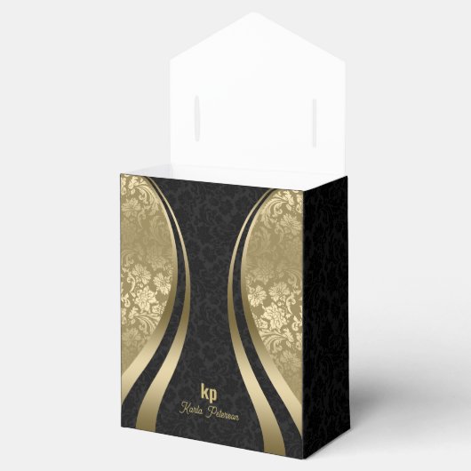 Goldschwarzer Damaskus-Dynamische Linien 2 Geschenkschachtel (Geöffnet)