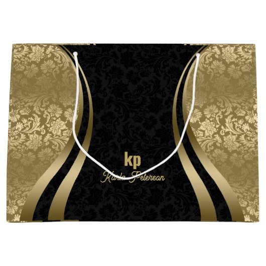 Goldschwarzer Damaskus-Dynamische Linien 2 Große Geschenktüte (Vorderseite)