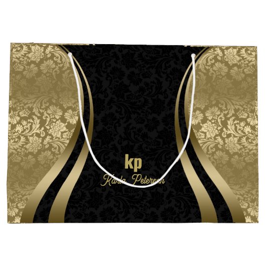 Goldschwarzer Damaskus-Dynamische Linien 2 Große Geschenktüte (Rückseite)