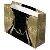 Goldschwarzer Damaskus-Dynamische Linien 2 Große Geschenktüte (Rückseite Schrägansicht)