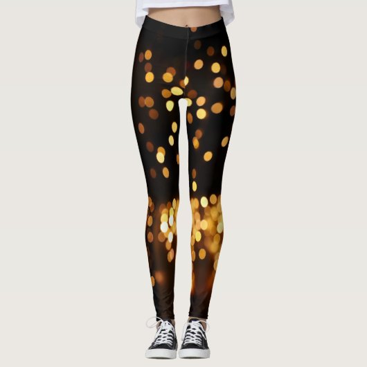 Goldschwarzer Glitzer: Abstrakter Hintergrund Leggings (Vorderseite)