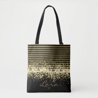 GOLDschwarzer GLITZER-PERSONALISIERTES GROSSES Tasche
