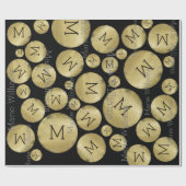 goldschwarzer individuelle Name mit Initialen Geschenkpapier (Flach)