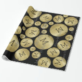 goldschwarzer individuelle Name mit Initialen Geschenkpapier (Ungerollt)