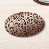 Goldschwarzer Leopard-Bronzedruck Ombre Runder Pappuntersetzer (Angewinkelt)