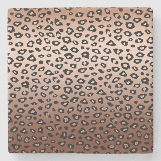 Goldschwarzer Leopard-Bronzedruck Ombre Steinuntersetzer (Vorderseite)