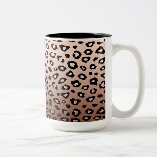 Goldschwarzer Leopard-Bronzedruck Ombre Zweifarbige Tasse (Rechts)