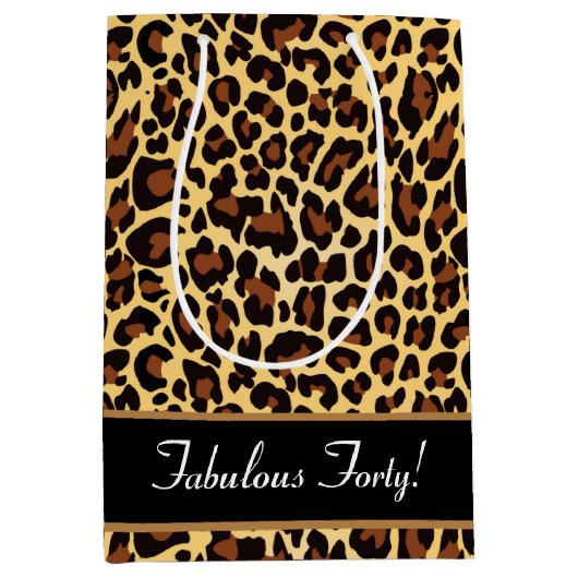 Goldschwarzer Leopard-fabelhafter 40 Geburtstag Mittlere Geschenktüte (Vorderseite)