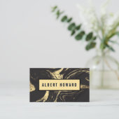 Goldschwarzer Marmor | ABSTRAKT Visitenkarte (Stehend Vorderseite)