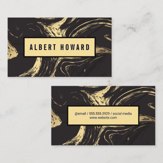 Goldschwarzer Marmor | ABSTRAKT Visitenkarte (Vorne/Hinten)