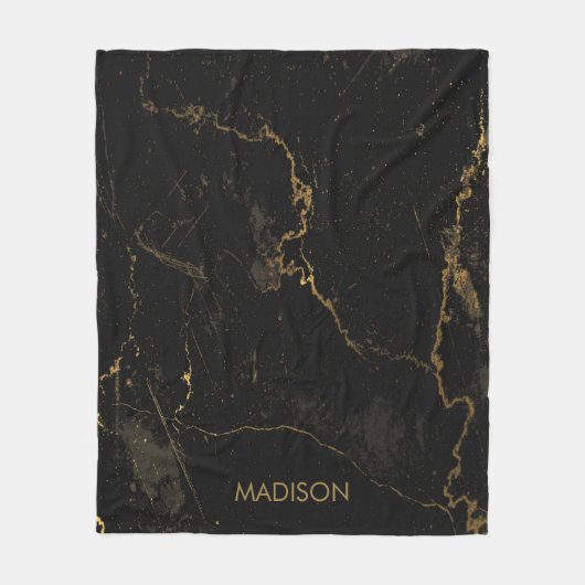 Goldschwarzer Marmor Fleecedecke (Vorderseite)